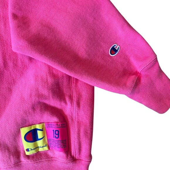 Vintage Champion Neon Pink Reverse Weave Crewneck Sweatshirt L - Picture 3 of 4